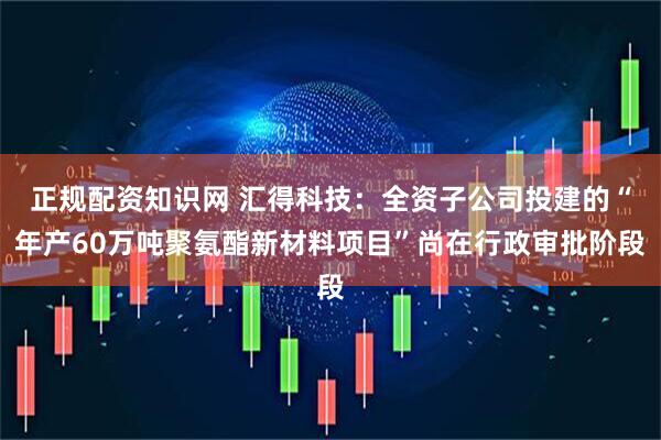 正规配资知识网 汇得科技：全资子公司投建的“年产60万吨聚氨酯新材料项目”尚在行政审批阶段